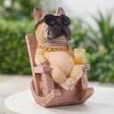 Solar French Bulldog Garden Statue, Funny Frenchie Dog Figurine for Outdoor Yard, Patio, & Lawn Dcor, Unique Frenchie Gifts for Housewarming & Birthday,7 Inch Resin (Fawn)