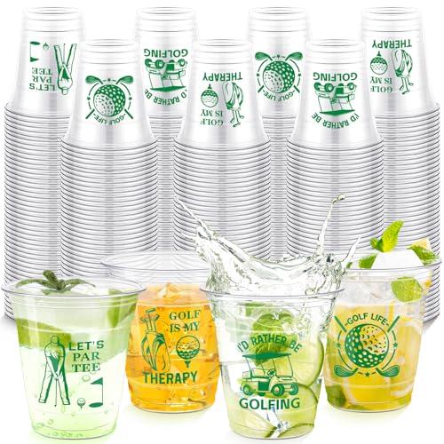 Pickmesh 200 Pack Golf Disposable Plastic Cups Bulk 10 oz Clear Plastic Disposable Tumbler Cups for Party Supplies Decorations