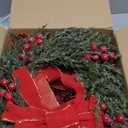 YoleShy 6 Pcs Small Christmas Wreath 12'' Mini Wreaths for Kitchen Cabinet Wreaths with Berry & Red Velvet Bow Ribbon Window Wreath Christmas Xmas Farmhouse Decoration for Front Door Chair Wall