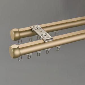 Double Curtain Track, Aluminum Alloy Silent Double Rail, Ceiling Mount Double Curtain Pole Window Rods For Living Room Bedroom Room Divider(Gold,3.2m(10.5ft))