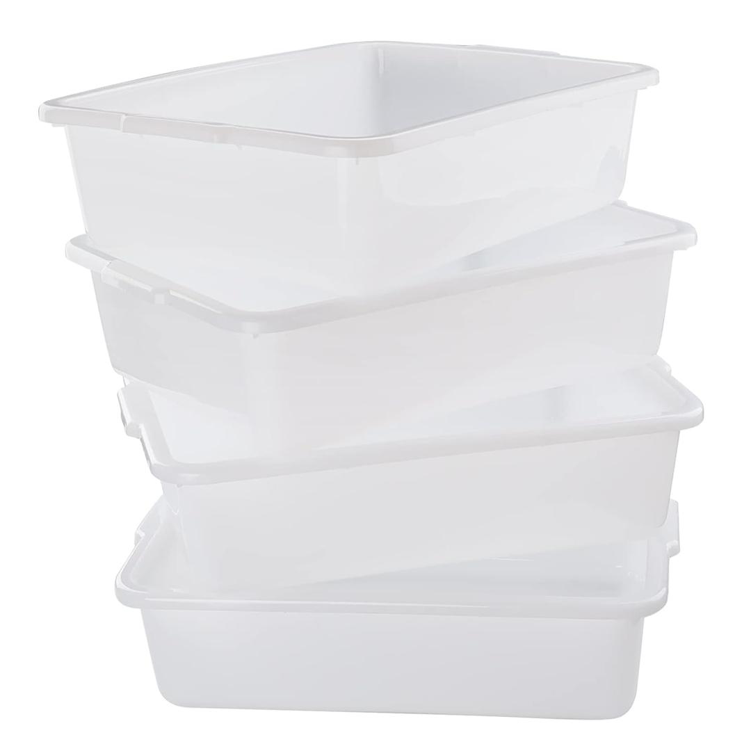 4-Pack 25 L Commercial Bus Box/Tote Box, Plastic Utility Bus Tub, White