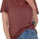 GAYHAY T-Shirts for Women - Short Sleeve Basic Tees Soft Crew Neck Trendy Summer Tops for Casual Outfits 2025 (Medium, Wine Red)