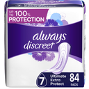 Always Discreet Ultimate Extra Protect Postpartum Incontinence Pads, Extra Heavy Absorbency, 84 Ct
