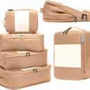 6-Pack Large Compression Packing Cubes for Travel - Lightweight Compression Packing Cube Set, Water-Resistant Luggage Organizer Bags & Suitcase Organizers, Travel Cubes for Carry-On, Checked Luggage (Mocha)