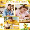 Geyee 12 Set Plastic Beadable Pens Assorted Bead Pens Crystal Wood Round Spacer Set Black Ink DIY Ballpoint for Women Men Gift Office Supplies(Sunflower)