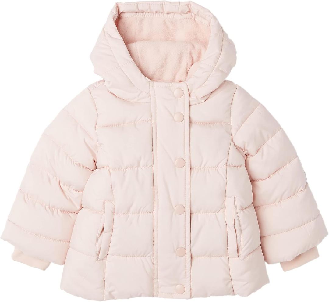 Amazon Essentials Girls and Toddlers' Heavyweight Hooded Puffer Coat, Water-Resistant (4T, Light Mauve)