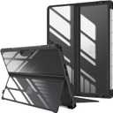 Fintie Hard Case for 13 Inch Microsoft Surface Pro 11/10/9 - Shockproof Folio Rugged Cover with Clear Transparent Back Shell Compatible with Type Cover Keyboard, Black