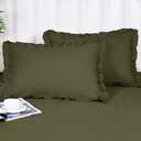 PHF 100% Washed Cotton Ruffle Pillowcases Standard Size, 2 Pack 20" X 26" Pillow Shams, No Insert, Ultra Soft Cotton Pillow Cases,Decorative Farmhouse Bedding Pillow Covers, Olive Green