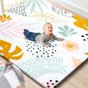 Premium Foam Baby Play Mat 59x59  Removable & Machine Washable Cover, Extra Thick Padding Playpen Mat, Non-Slip Crawling Mat, Easy to Clean for Infants, Toddlers & Babies (Boho Botanica)