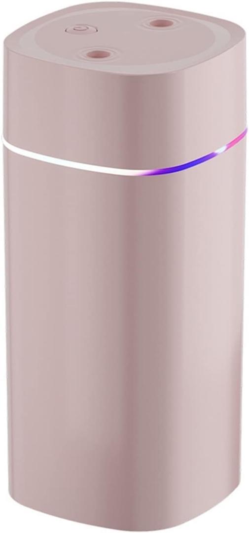 Ultrasonic Humidifier, 600ml Portable Humidifier, USB Aromatherapy Humidifier, Double Spray Silent Humidifier, Bedroom and Office Dual-use Humidifier (Pink)
