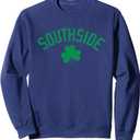 Southside Chicago Irish Shamrock Distressed Green Print Sweatshirt, (Navy,small)