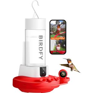 NETVUE by Birdfy Hummingbird Feeder with 2 Cameras - Dual Smart Cams, 2K HD Wireless for 2 Angels Close-up Bird Watching Outdoor, Instant Notifications (20Oz) (Hum Duo AI)