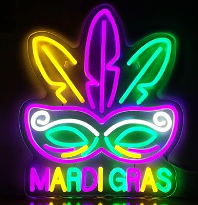Mardi Gras Neon Sign Decoration, New Orleans Carnival Party Decor Neon Sign, Mardi Gras Hanging Ornaments Neon Sign Decor for Wall Bedroom Bar Club Decor