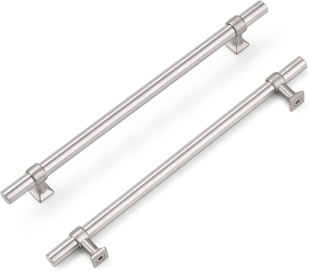 knobelite 5Pack 8-4/5 inch Hole Centers Brushed Nickel Cabinet Handles Stainless Steel Kitchen Cabinet Pulls Hardware Pull Handle for Cabinets Dressers Closets (Center to Center: 8.8inch)