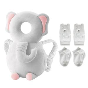 Baby Toddler Head Protector, Baby Head Protection Backpack, Adjustable, Lightweight and Breathable, Grey Elephant