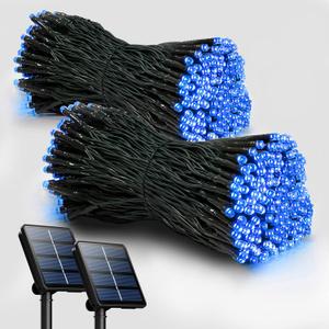 Selarlyt 2 Pack Solar Christmas Lights Outdoor, 72FT 200 LED Solar String Lights with 8 Lighting Modes, IP65 Waterproof Solar Lights Outdoor for Xmas Garden Party Tree Decor (Blue)