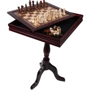 GSE Games & Sports Expert Wooden 3-in-1 Chess Checkers Backgammon Game Table Set with Game Pieces. Game Room Furniture