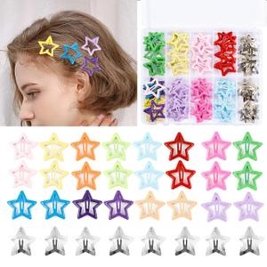 55pcs 1.22" Star Hair Clips Cute Hair Clips for Girls Colorful Metal Snap Hair Barrettes for Women Star Hair Accessories for Daily Party