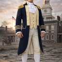 Cilxdr Founding Father Costume for Men Colonial Costume Outfit Revolutionary War General Uniform for Halloween DressUp 3XL