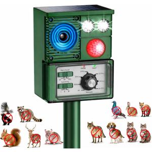 2026 Upgraded Solar Animal Repellent, Cat Repellent Outdoor, Squirrel Repellent, Deer Repellent Devices, Ultrasonic Pest Repeller Dog, Raccoon, Skunk, Rabbit, Rodent, Waterproof, Motion Detection