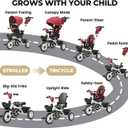 JMMD 7 in 1 Toddler Tricycle with Push Handle Trike Stroller for 1-5 Age, 39.8x30x15.5 Inch