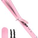 FARERY Long Barrel Curling Iron 1 1/4 inch, 1.25 Inch Curling Iron for Thin Hair, Infused Argan Oil & Keratin, 11 Adjustable Temp, Include Clips & Silicone Pad, Pink
