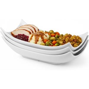 LAUCHUH Serving Platters, Porcelain Decorative Bowl White Serving Dishes for Entertaining Decorative Centerpiece Deep Bowl Set Set of 3, 12-Inch for Easter, Mother's Day Party