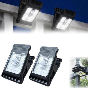 2Pcs Solar Clip Light with Motion Sensor, Portable Outdoor Waterproof Multifunctional LED Clip Lamp, Solar Security Lights for Fence, Wall, Garage, Patio Umbrella