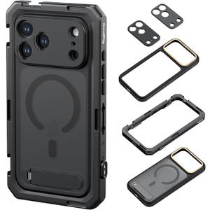 SMALLRIG Mobile Video Cage for iPhone 17 Pro, with Phone Case/TPU Soft Frame/T-Mount & 17mm Threaded Lens Backplate, Phone Video Rig for Videography Recording Vlog, Flagship Edition - 5542