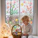 6 x ZAWE 9 Sheets Bunny Eggs Flowers Rabbit Easter Window Clings Double-Sided Reusable Static Window Decals Stickers for Party Home Classroom Office Decorations