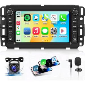 4G+64GB Car Radio Stereo for Chevy Silverado/Avalanche/Tahoe/Suburban,for GMC Sierra/Yukon,Wireless Carplay&Android Auto with 7" IPS Touchscreen Radio Support Real-Time GPS/WiFi/AHD Camera/SWC/FM
