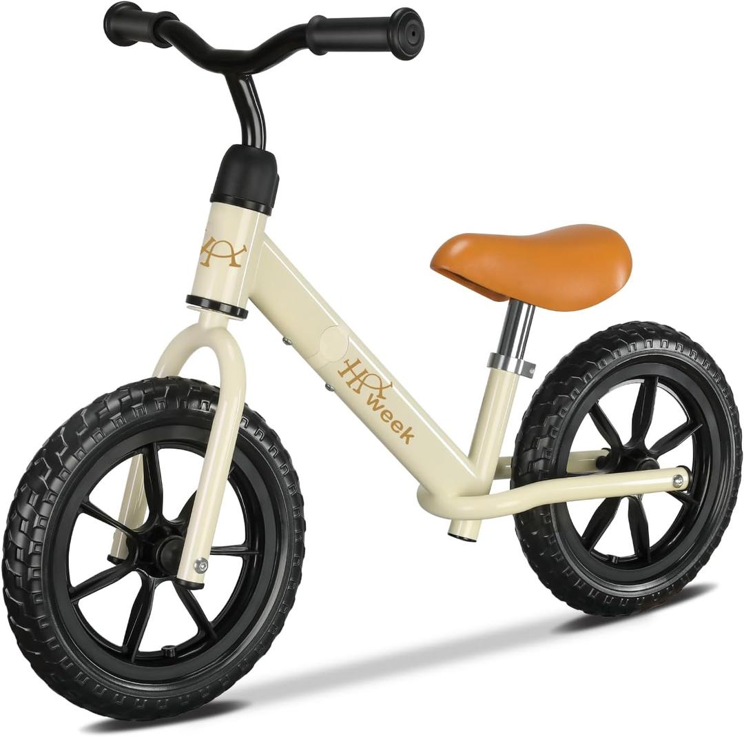 Toddler Balance Bike 12 No Pedal Training Bicycle for Kids 24 Months to 5 Years Tool-Free Adjustments Seat and Handlebar Best Gift for 2 3 4 5 Boys Girls | No Pedal, Training Bicycle, for Kids, Seat and Handlebar, Best Gift (Beige)