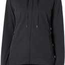 Amazon Essentials Women's Athletic Soft Performance Lightweight Zip Up Workout Hoodie Jacket, Space Dye Black, Large