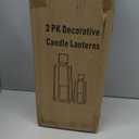 Solar Lantern Decorative Outdoor Set of 2 (18 & 15) Modern Black Metal Lanterns with Solar Candles, Decorative Candle Lanterns for Outdoor Porch, Patio, Garden, Yard Decor