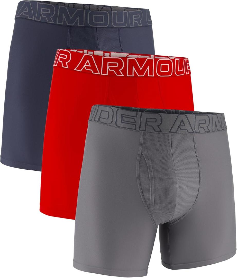 Under Armour Men's Performance Tech Boxerjock Brief Underwear, 6" Inseam, All-Day Comfort & Ultra-Soft, 3-Pack (XL)