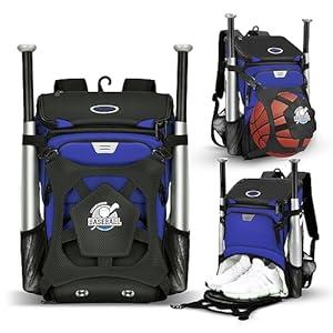 BAGNN Baseball Bag for Adult & Youth, Large Capacity Bat Bag with Shoe Compartment & Fence Hook for T-Ball Bat & Equipment, Waterproof Baseball Backpack for Helmet, Gloves