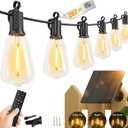 Brightown 202FT Solar String Lights Outdoor Waterproof with Remote, 65+2 LED Shatterproof Bulbs, Dimmable & Timable, 3 Light Modes - Commercial Grade Patio Lights for Garden Backyard Party Decor