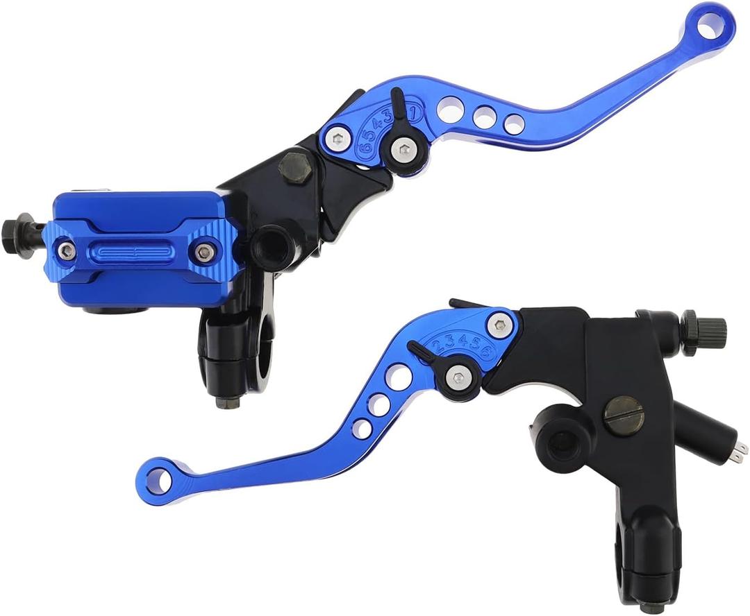 Windance 7/8" 22mm Motorcycle Handlebar Brake Master Cylinder Clutch Lever Fit for Honda Kawasaki Suzuki Yamaha, Aluminum Alloy Left Right Brake Lever Pump (Blue)