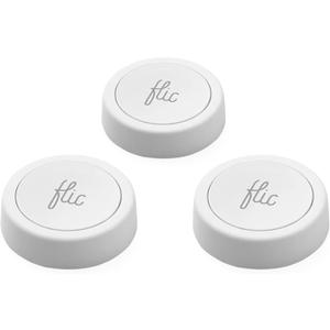Flic Smart Button 3-Pack | Light Switch, Music Controller, Routine Trigger That Works with Alexa, Matter, Homekit, SmartThings | Easy Guided Install | Customizable | Wireless | UL Certified  White