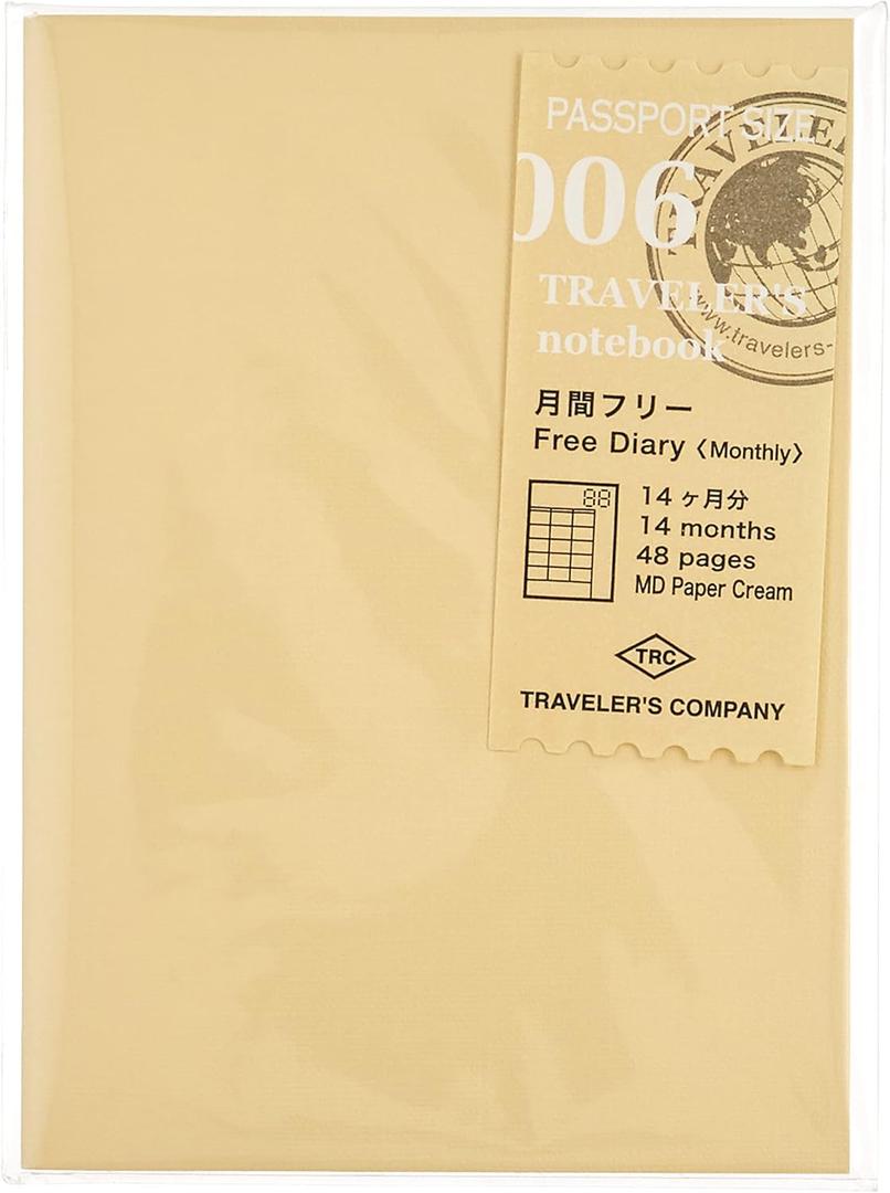 Midori Traveler's Notebook (Refill 006) Passport Size Monthly Diary