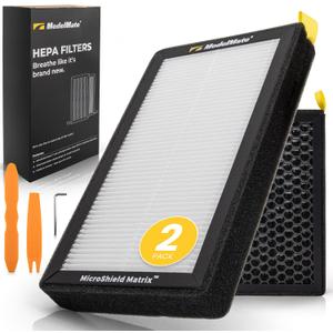 Air Filter Replacement for Tesla (2 Pack) HEPA Air Filter with Activated Carbon, Compatible with Tesla Model 3 & Y - Cabin Air Filter, Easy Install Kit Included