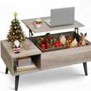 WLIVE Coffee Table for Living Room, Lift Top Coffee Table with Storage, Small Rising Wooden Dining Center Table with Storage Shelf & Hidden Compartment, 39" Greige