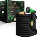 Garden Hose, NON-EXPANDABLE Garden Hose, Super Light Weight Hose, No Burst, 3/4 inch Solid Brass Connectors, 50 Ft, Black