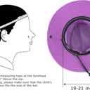 Kids Girls Ponytail Sun Hat Wide Brim UV Protection Summer Bucket Cap (Purple)