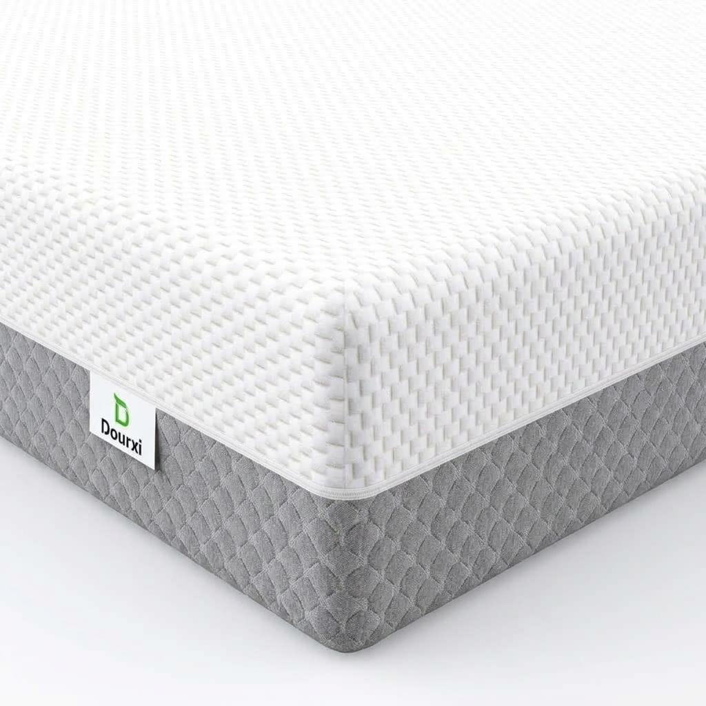 Dourxi Crib Mattress, Dual Sided Comfort Gel Memory Foam Toddler Mattress Premium Triple-Layer Support Core, Breathable Removable Cover, for Infant & Toddler, Fits Standard Crib & Toddler Bed, Grey