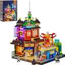 FUNWHOLE Cyberpunk Japanese-Izakaya Lighting-Building-Bricks Set - Cyberpunk Neon City Future Pub Japanese Street View House Collection LED Light Model Set 1987 Pcs for Adults and Sci-fi Lovers