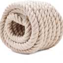 Natural Jute Rope 1-1/2 in x 100 Ft - Heavy Duty Thick Hemp Rope, Twisted Hemp Ropes for Crafts, Porch Swings, Tug of War, Nautical Decor, Landscaping & Home DIY Projects