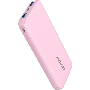 VANYUST Portable Charger, 10000mAh 5V/3A Power Bank, USB-C in&Out Fast Charging Battery Pack, External Powerbank Compatible with iPhone 16 15 14 13 12 Samsung S22 S21 Google iPad etc (Pink)