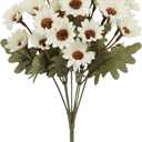 5 Bunches Mini Daisy, Outdoor Faux Plants Silk Floral Arrangements, Fall Flowers Artificial Sunflower Flowers, Wedding Bride Bouquet, Waterproof, Windproof, Look Real, Full, Vibrant (White)