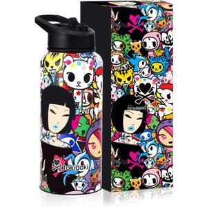 Tokidoki Unicorno Bottle 32oz Insulated Stainless Steel Water Bottle Reusable Vacuum Insulated Water Bottle Tumbler with Leak Proof Flip Bottle for Travel Office Gym (signature)